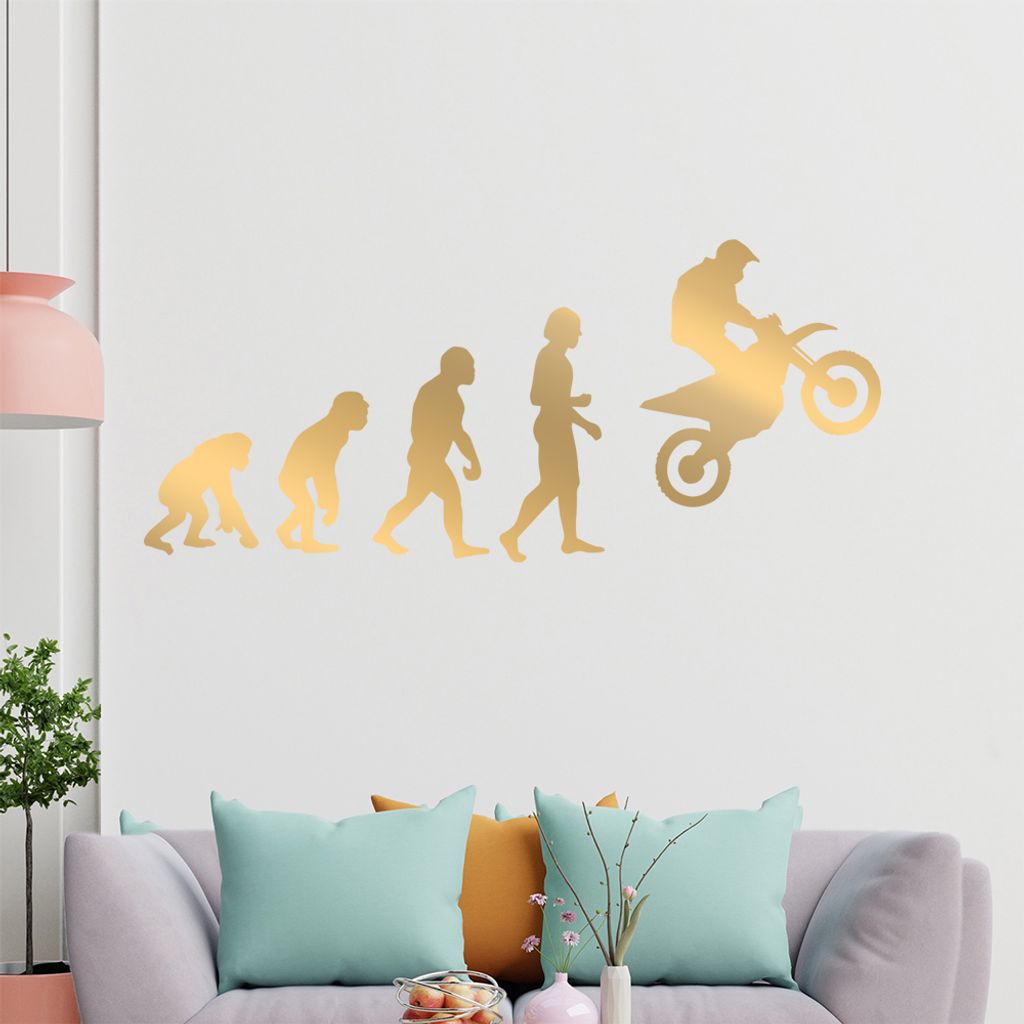 KIWISTAR Evolution Motocross Charles Darwin Wandtattoo in 6 Größen - Wandaufkleber Wall Sticker - Dekoration, Küche, Wohnzimmer, Schlafzimmer, B...