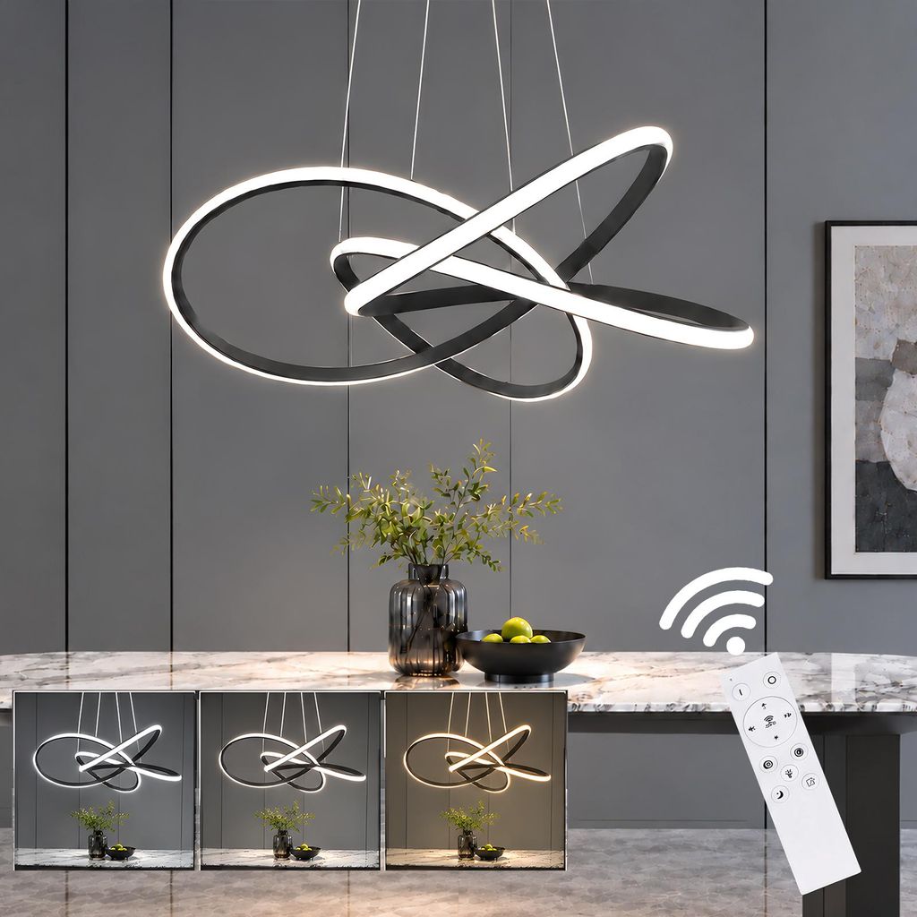 ZMH LED Suspension Salon Noir Lampe à suspendre Réglable en Image du produit 