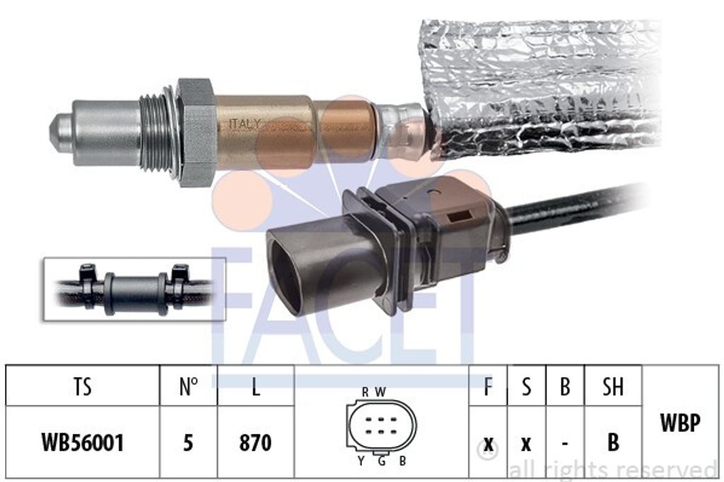 FACET Lambdasonde für VW Golf V Schrägheck (1K1) Beheizt Planarsonde Breitband-Lambda-Sonde 870mm 10.8443