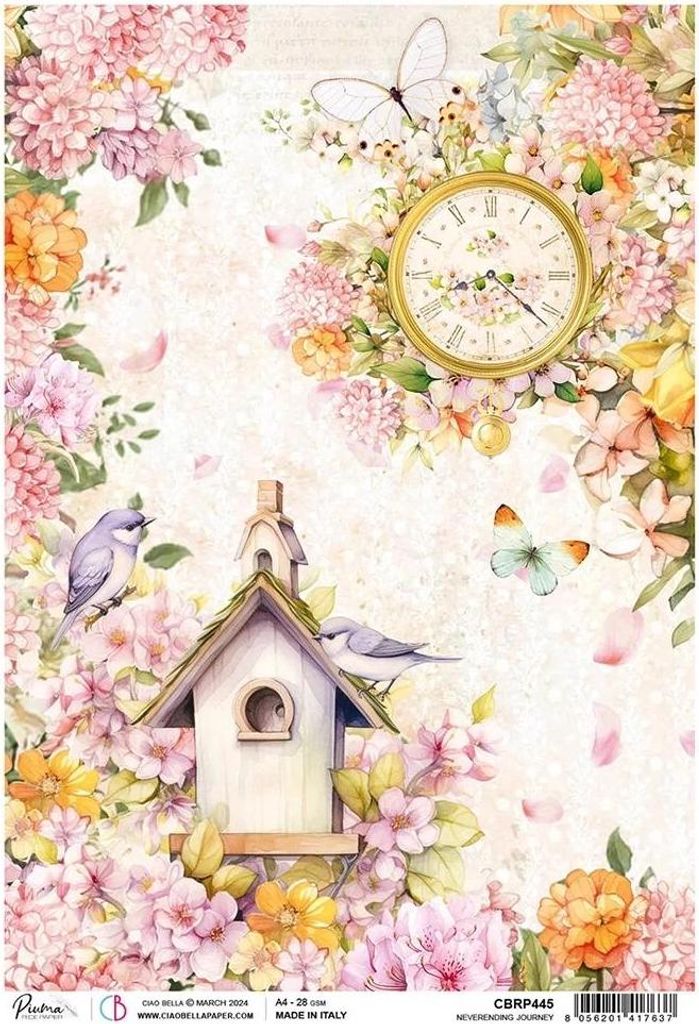 Motiv-Strohseide "Flower Shop - Vogelwelt", DIN A4