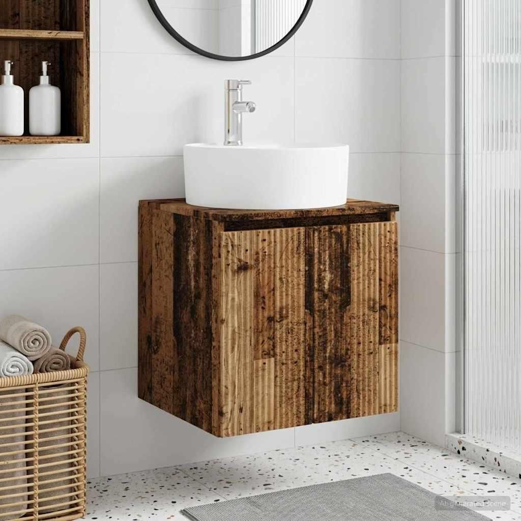 Möbel Wandmontierte Waschtisch Altholz 49,5 x 44,5 x 65 cm - Badspiegel CC3024
