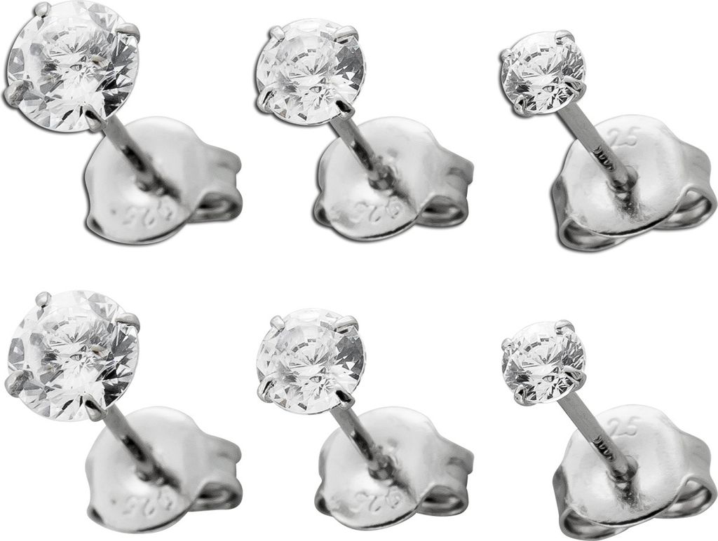 Ohrstecker Set Silber 925 weiße Zikronia Steine Brillantlook