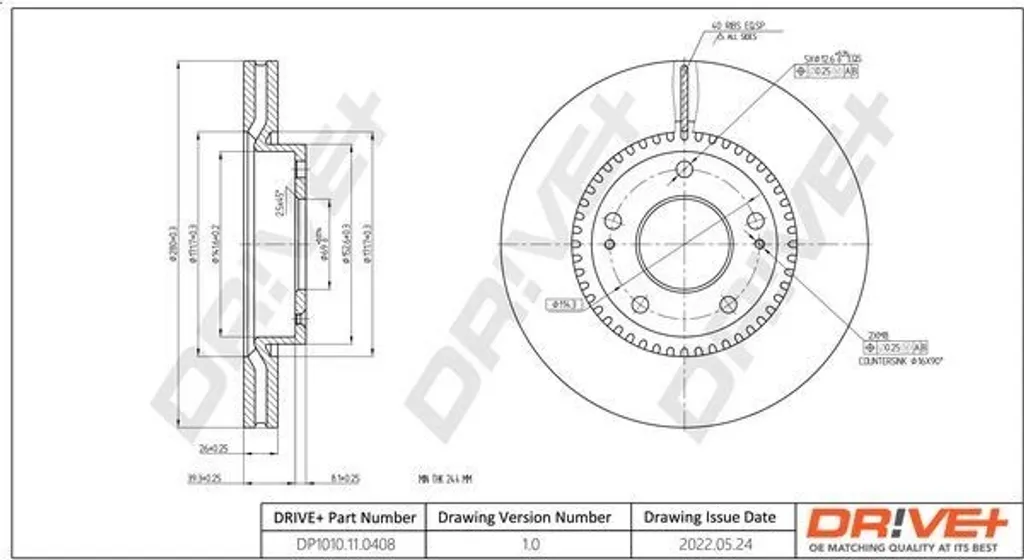 Disque de Frein Avant Ventilé pour Hyundai i30, Tucson et Kia Sportage