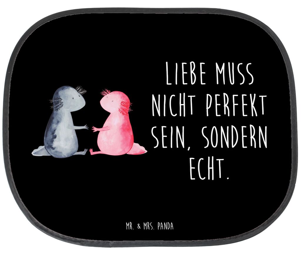 Mr. & Mrs. Panda Auto Sonnenblende Axolotl Liebe - Schwarz - Geschenk, autofenster sonnenschutz, Scheibenschutz, Hitzeschutz, Autoscheiben, Valenti...