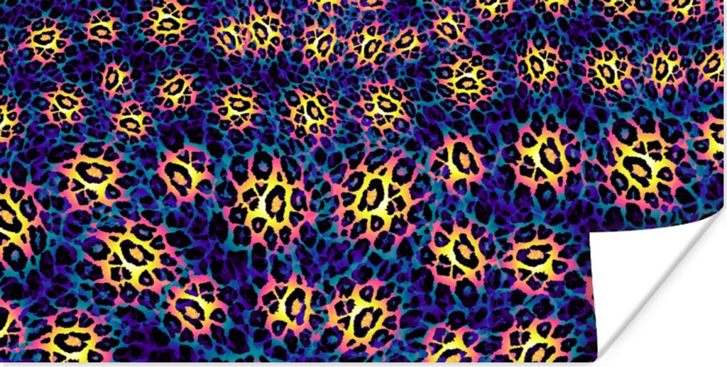MuchoWow Poster Leopardenmuster - Pelz - Blau 160x80 cm - Foto Poster