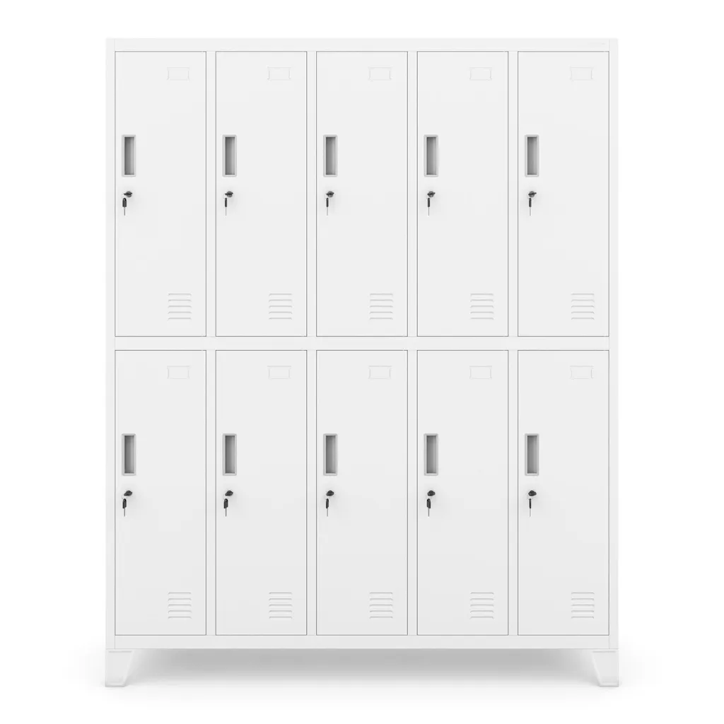 Armoire de Rangement Métallique à 10 Compartiments avec Aérations Blanc - 3