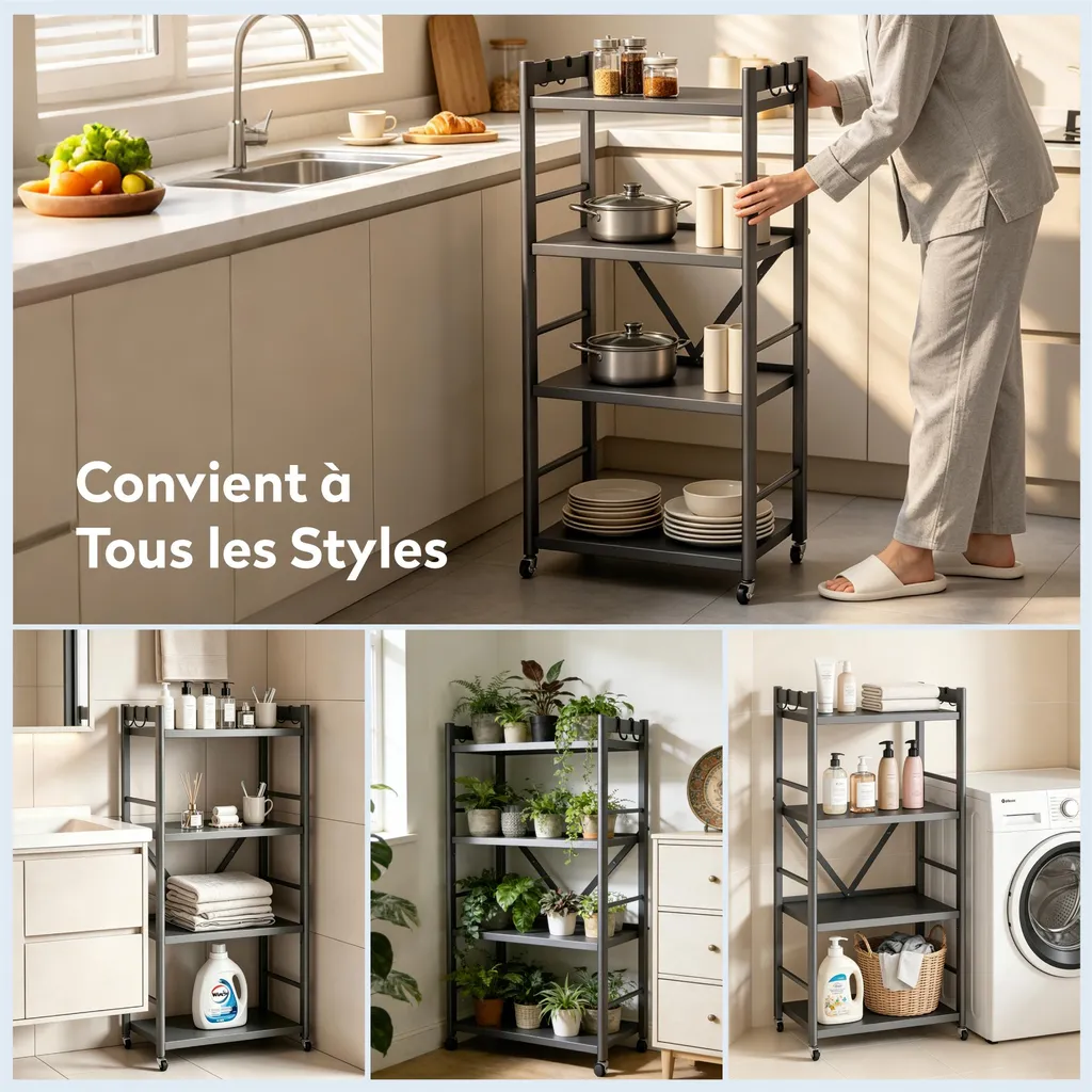 Étagère de Rangement Cuisine doporro Reglo-13 - 4 Niveaux en Acier - 6
