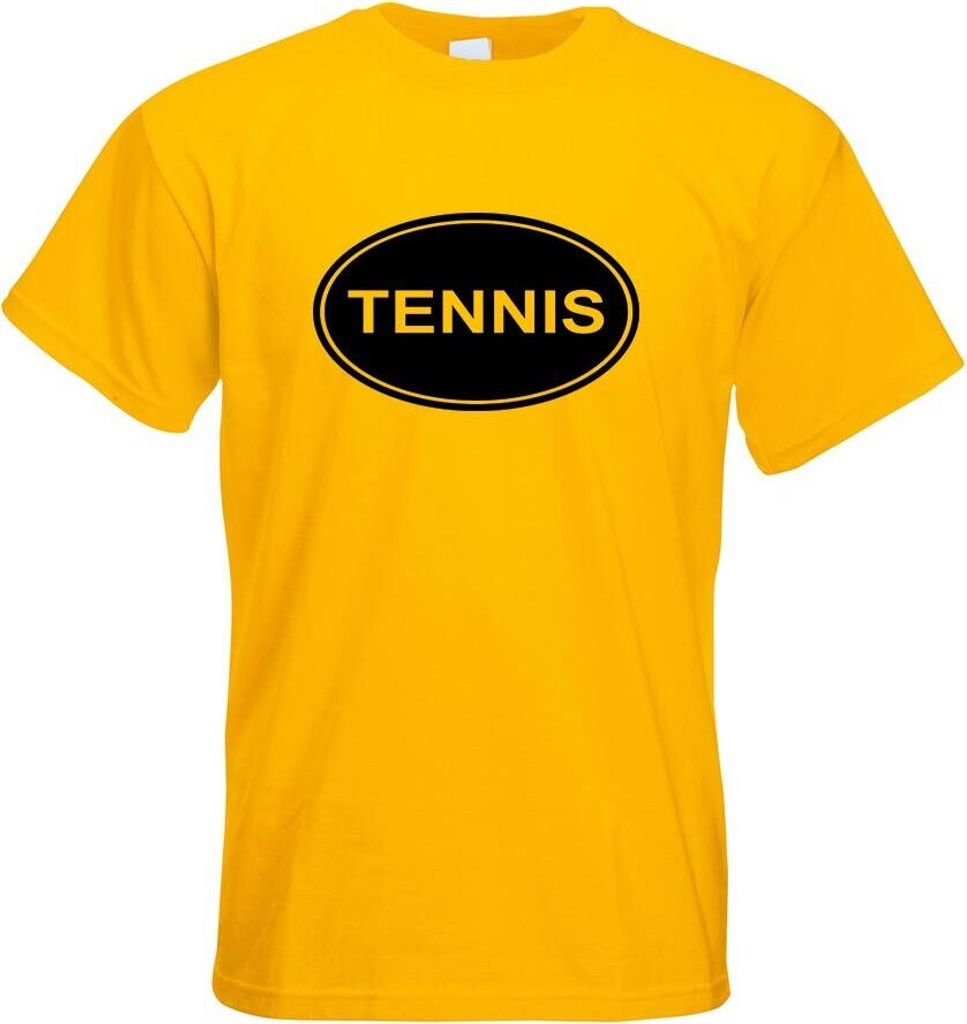 Kiwistar - T-Shirt - gelb - Tennis Motiv Bedruckt Funshirt Design Print - mit Motiv Bedruckt - Funshirt Design - Sport - Freizeit - Herren - XXL