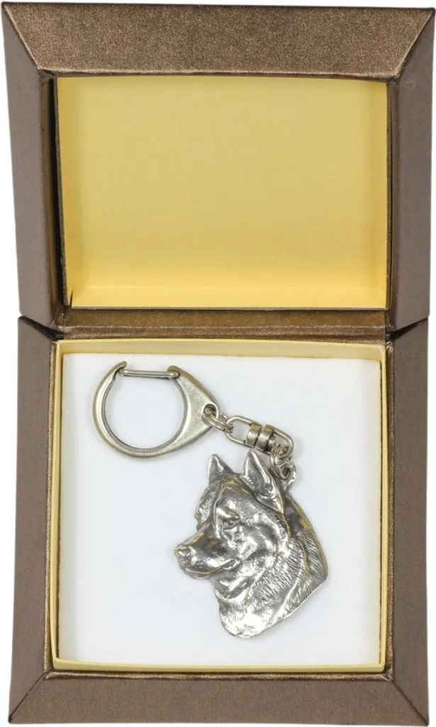 Portachiavi Art-Dog Husky Argentato - Alta Qualità per Zaino e Chiavi
