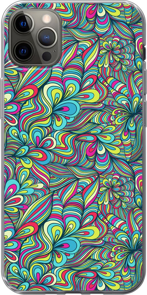 MuchoWow Handyhülle Schutzhülle Hülle für Telefoonhoesje iPhone 13 Pro Max Fantasie - Design - Farben - Retro Silikon Softcase Handy Hülle -...