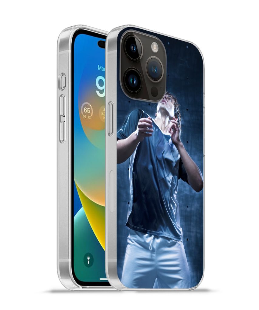 MuchoWow Handyhülle Schutzhülle Hülle für Apple iPhone 14 Pro Max Hochbegabter Fußballer Silikon Softcase Handy Hülle - Hardcover