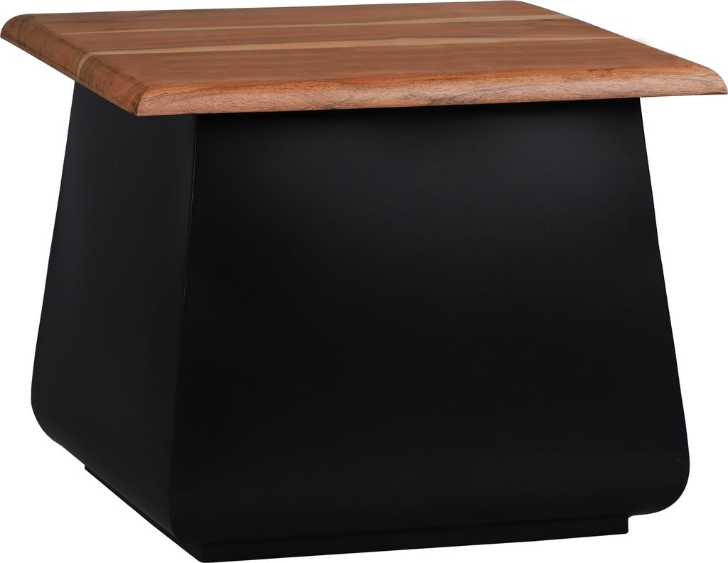 WOMO-DESIGN Beistelltisch Sheffield, 50x40x50 cm, rechteckig, Schwarz-Natur Akazienholz & Metall, Handgefertigt, Massivholz Couchtisch/Kaffeetisch