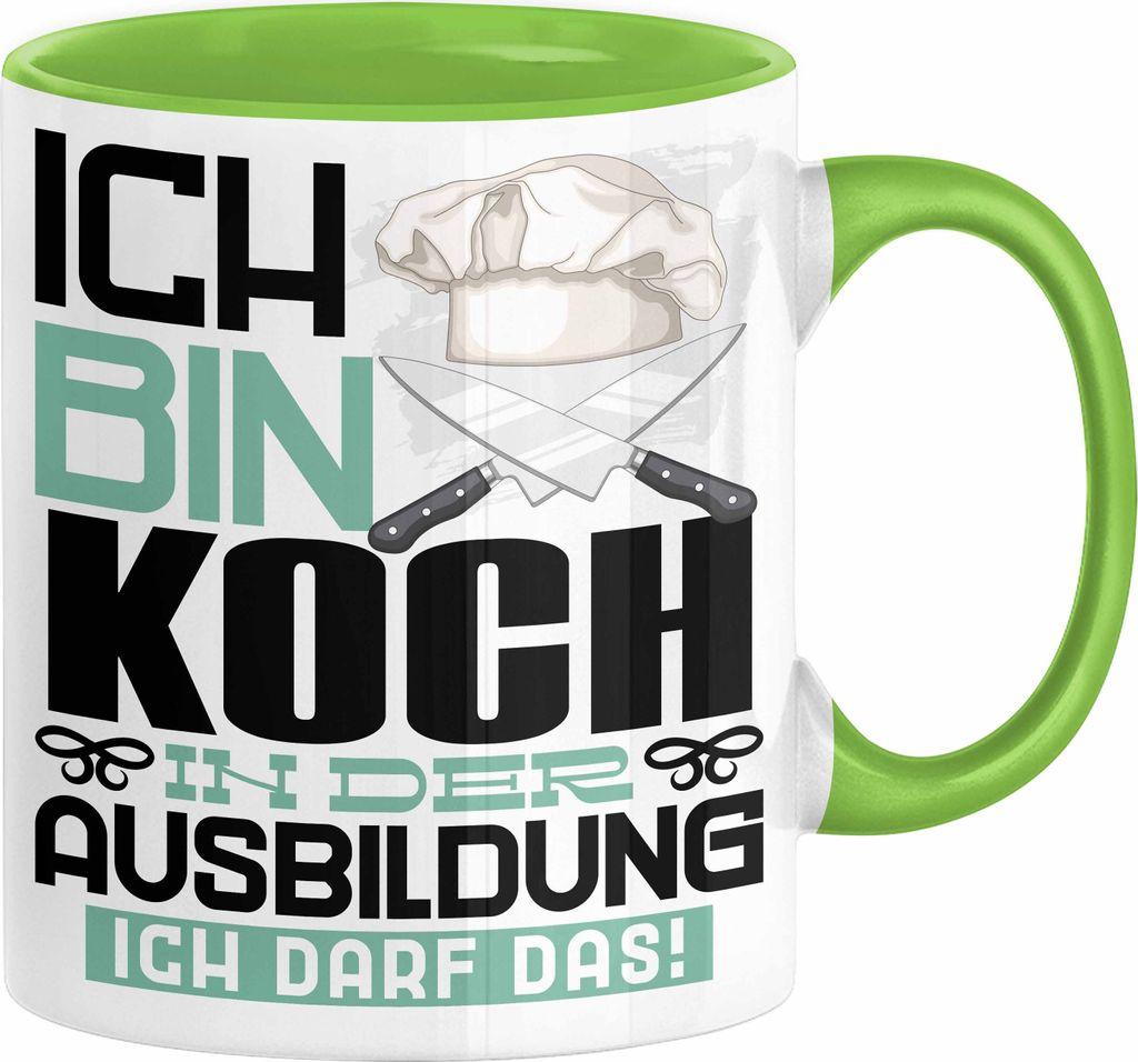 Koch Ausbildung Tasse Geschenk Ich Bin Koch In Der Ausbildung Ich Darf Das Geschenkidee Spruch (Grün)