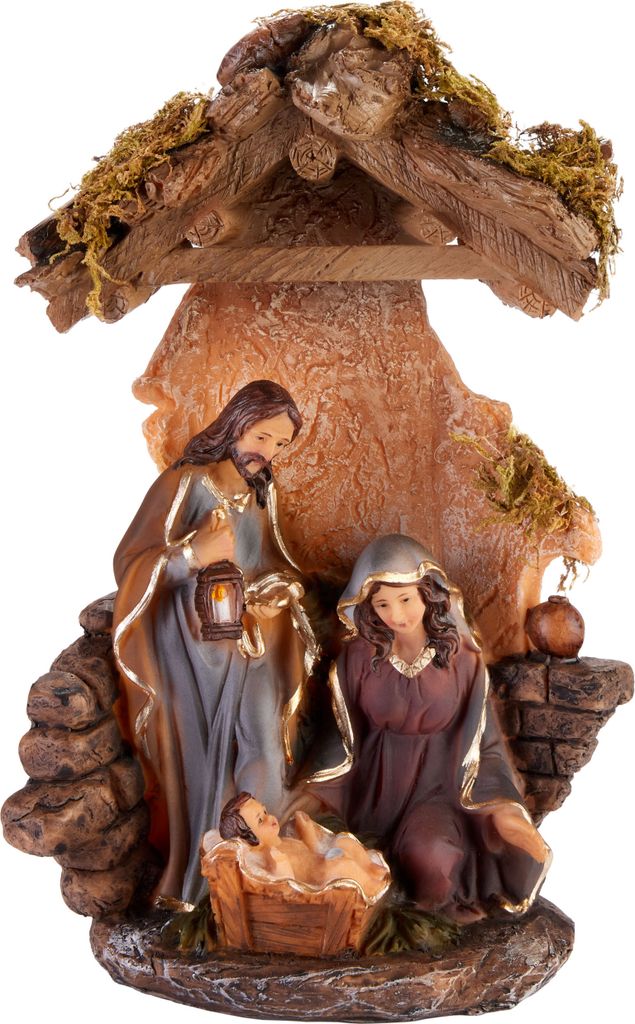 BRUBAKER Krippenfigur Heilige Familie - Jesus, Maria und Josef - 25 cm Weihnachtsfigur mit handbemalten Figuren - Krippenszene - Tischdekoration