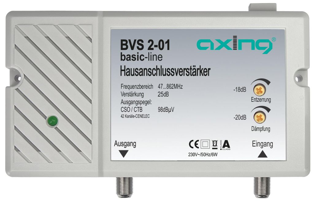 AXING Hausanschlussverstärker BVS 2-01 25dB,98dB,47-862MHz,einstellbar