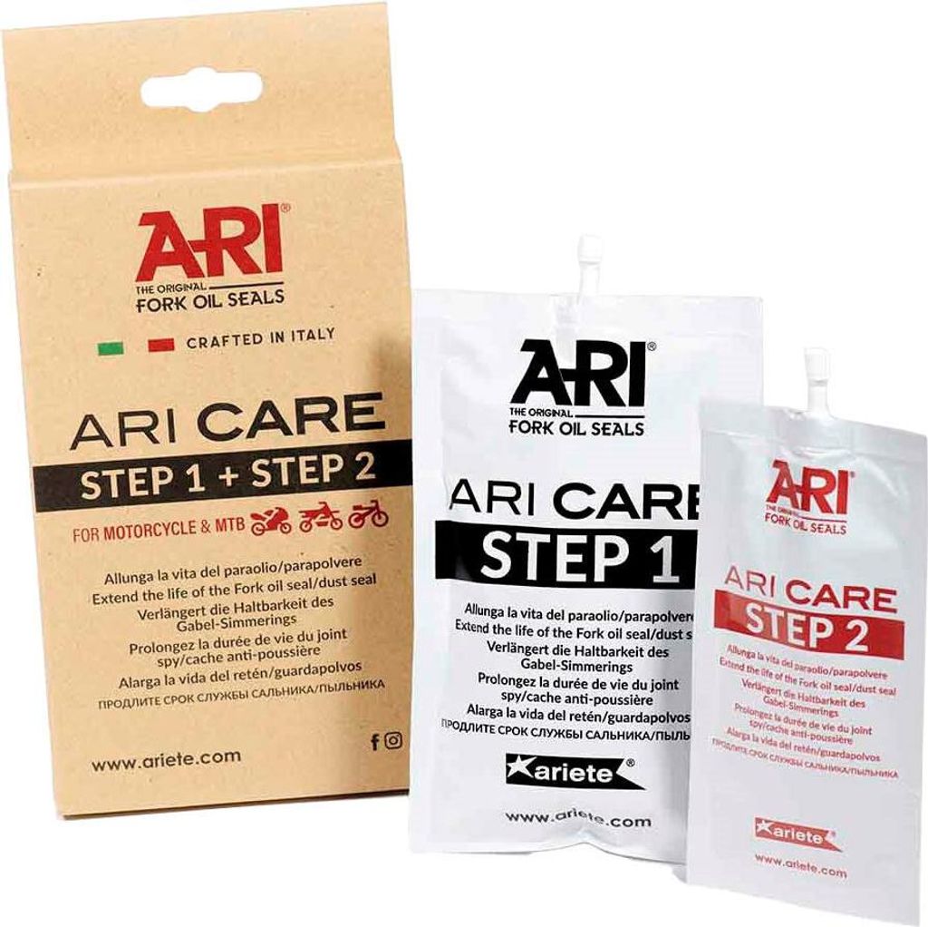 Ariete Vorderradgabeldichtung Ari Care Gabelpflege Ari Care Schritt 1 + Schritt 2 Set