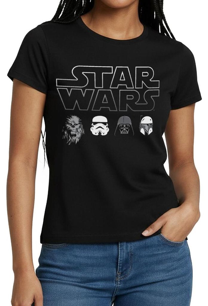 Star Wars Chewbacca Stormtrooper Darth Vader Frauen T-Shirt, M, Schwarz
