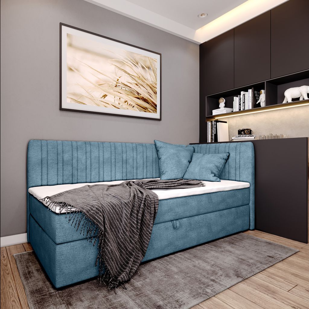 Boxspringbett BLANCA mit Topper und Bettkasten Einzelbett Produktbild 