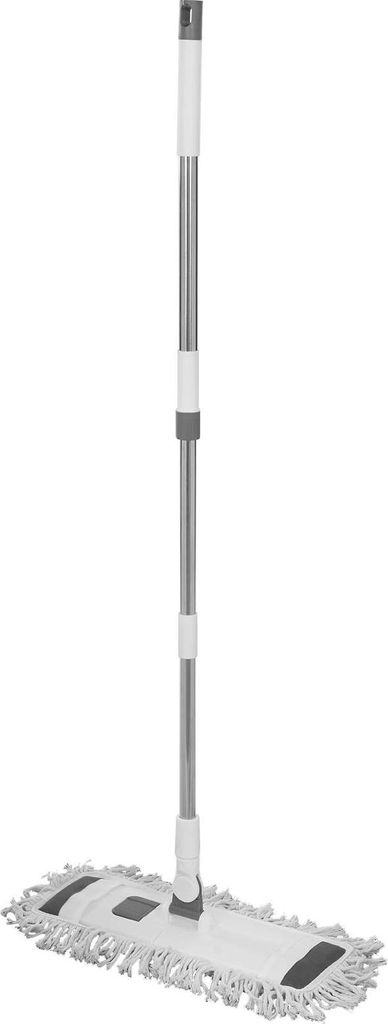 Bodenwischer - Flachwischer - 55×25 cm rechteckiger Wischbezug - Stahlstiel - Mit 2 synthetischen Bezügen - Weiß