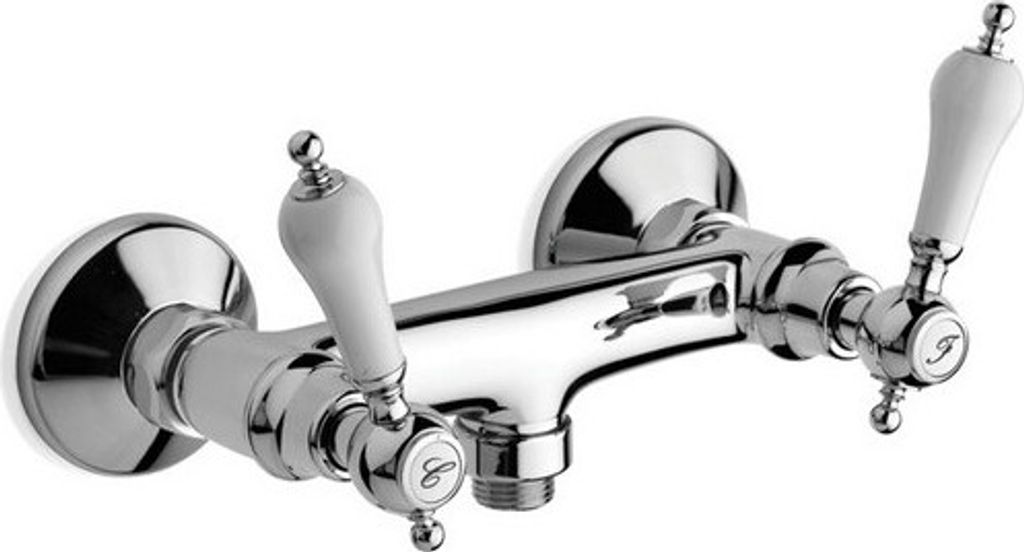 Demm Duscharmatur Aufputz Etros Griff weiß lackiert Chrom 085 x 171, 08545.005.C