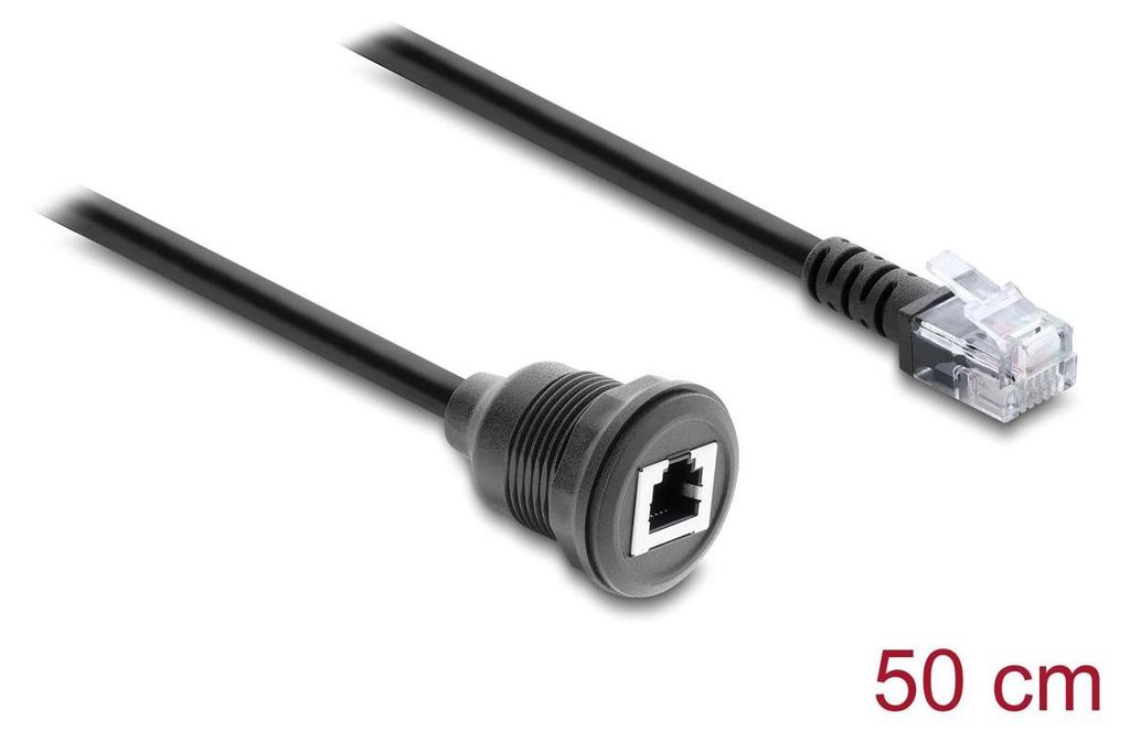 DeLOCK 91086, 0,5 m, RJ-12, RJ-12, Schwarz
