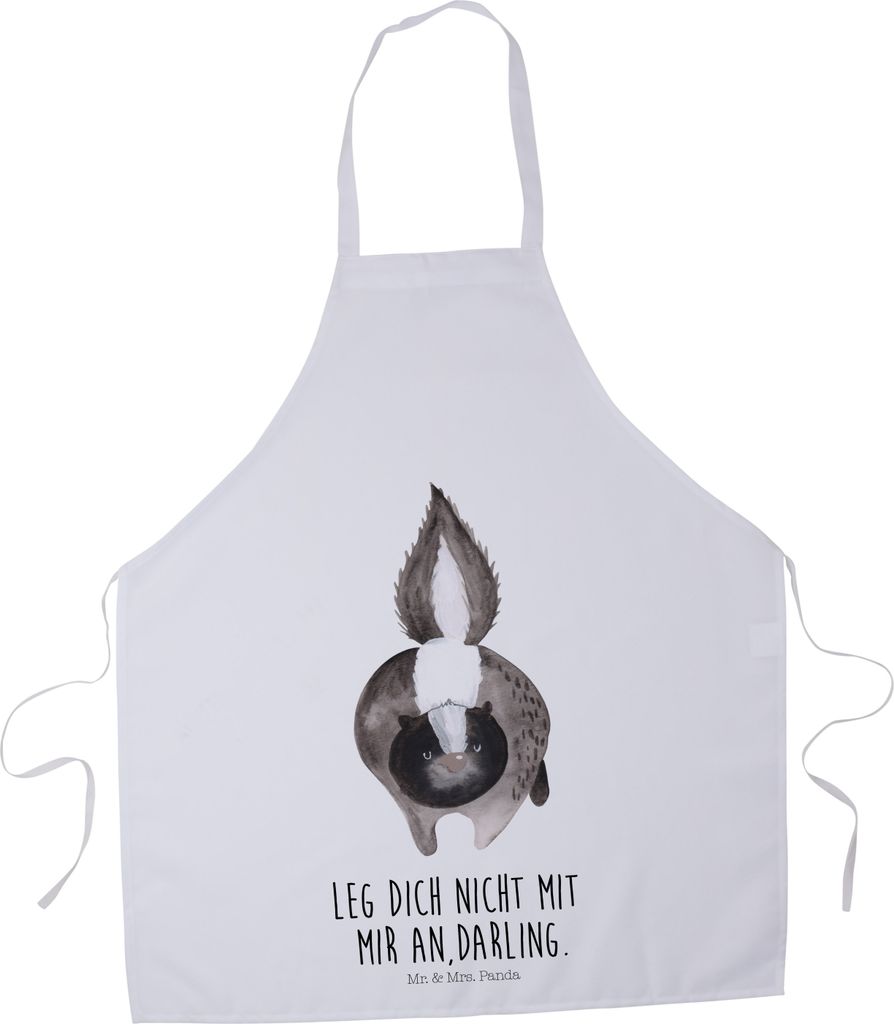 Mr. & Mrs. Panda Küchenschürze Stinktier Angriff - Weiß - Geschenk, Kochkleidung, wütend, Drohung, Kochschürze, Grillschürze, Kellnerschürze...