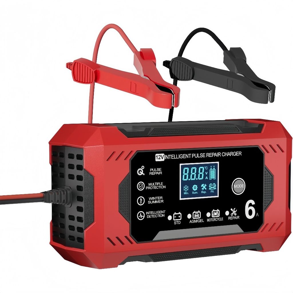 Batterieladegerät 6 Amp 12 V, Automatisches intelligentes Batterie-Erhaltungsladegerät, Batteriewartungsdesulfator mit Temperaturkompensation
