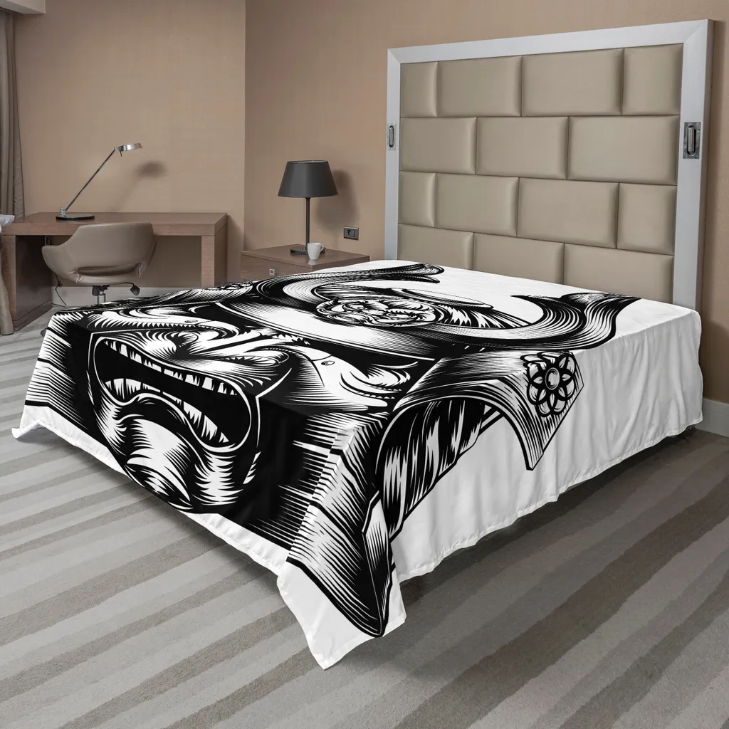 Drap de lit décoratif Samouraï, Décoration Japonaise 244x205cm Samourai