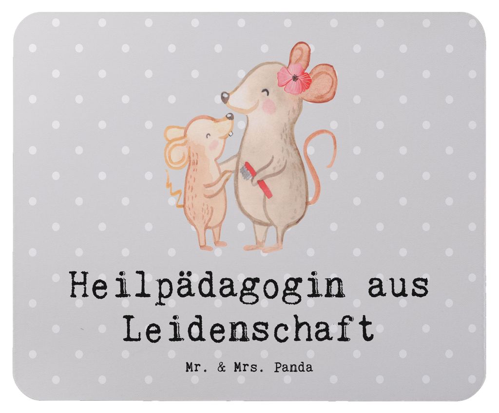 Mr. & Mrs. Panda Mauspad Heilpädagogin Leidenschaft - Grau Pastell - Geschenk, Ausbildung, Spruch, laptop, Studium, Lustig, mousematte, Mouse Pad,...