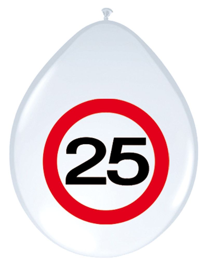 8 LUFTBALLONS D:30cm MIT DER ZAHL 25 Motiv Schild