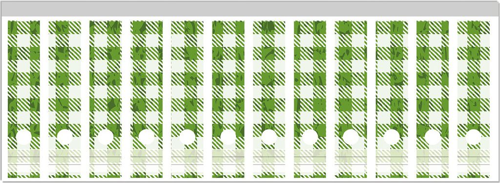 Wallario Ordnerrücken Sticker, selbstklebend für breite Ordner, 12 Stück, Motiv Muster einer Tischdecke in grün und weiß kariert