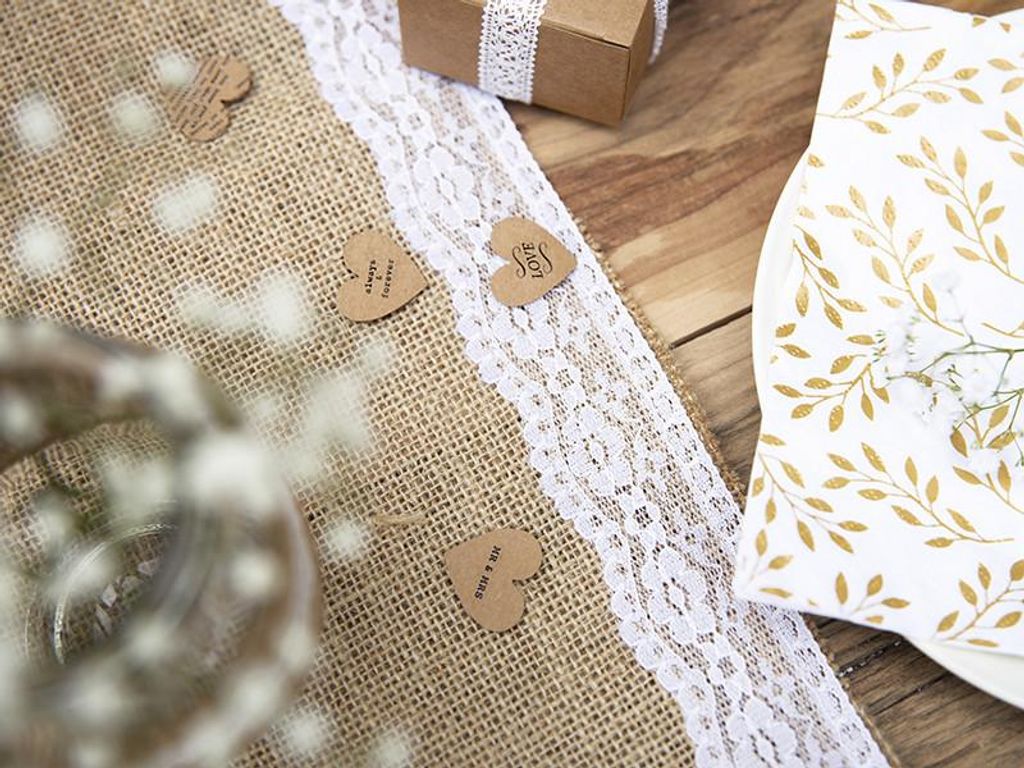 Juta decorativa con pizzo bianco - Matrimonio - runner - 28 Immagine del prodotto 