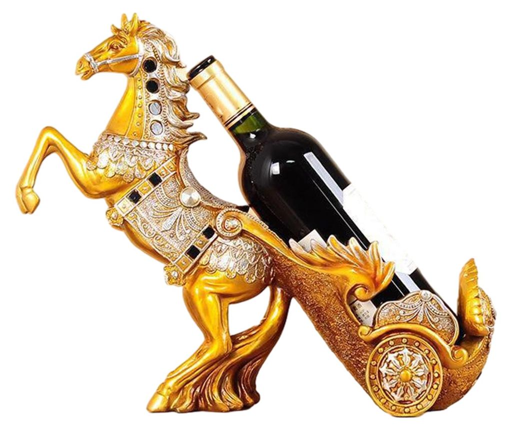 Vintage Pferde-Weinflaschenhalter aus Kunstharz, Pferdestatue, Skulptur, Bierflaschen-Präsentationsständer, Organizer-Regal, Heim-, Küchen-, Bar...