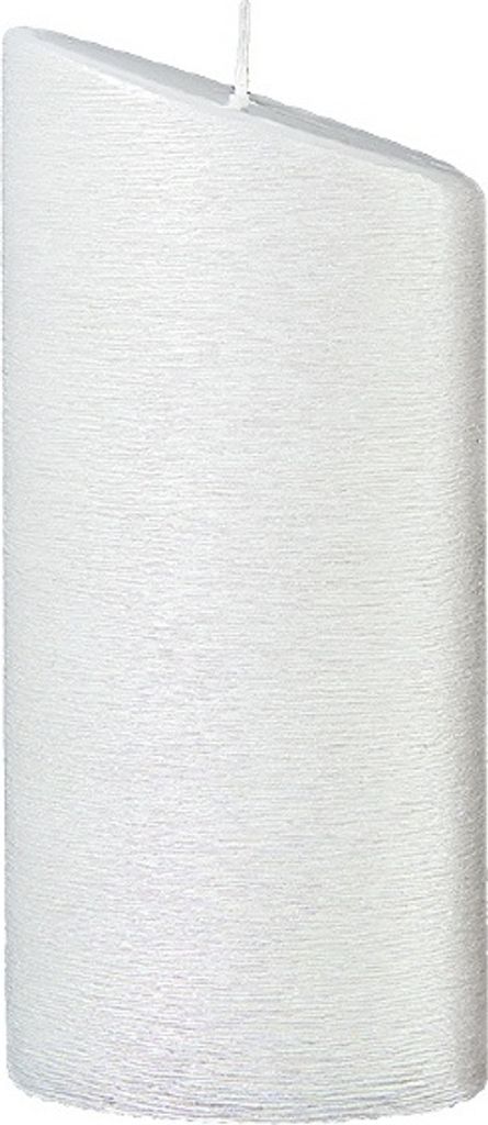 Formenkerze, Ovalkerze, Oval abgerundet 2-Docht geriffelt Perlmutt gelackt 22 x 13,5 x 7 cm, Kerze zum verzieren von Anlasskerzen, Taufkerzen, Hoch...