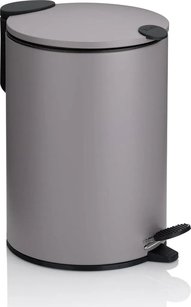 Poubelle à pédale 3 L en métal gris clair mat avec fermeture silencieuse