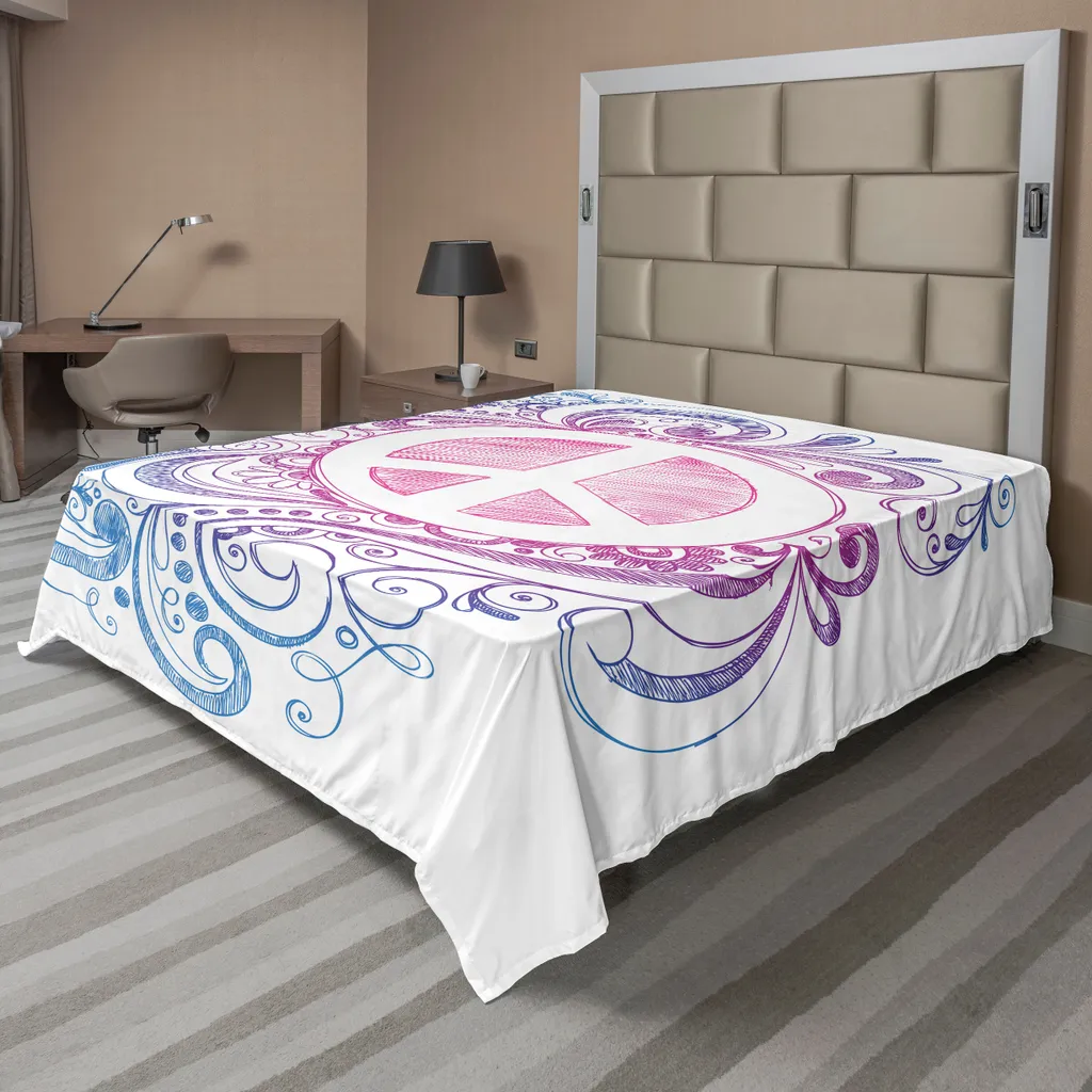 Drap plat décoratif 1 pièce motif abstrait tourbillon pour lit double