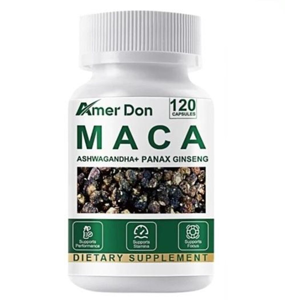 Maca Root 10000mg + Korean Red Panax Ginseng 1400mg + Ashwagandha (120 Kapseln) Nahrungsergänzungsmittel, Sexuellegesundheit, Unisex