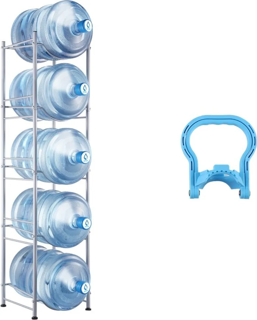 Rangement pichets d'eau pour cuisine et entrepôt - Support 5 bouteilles
