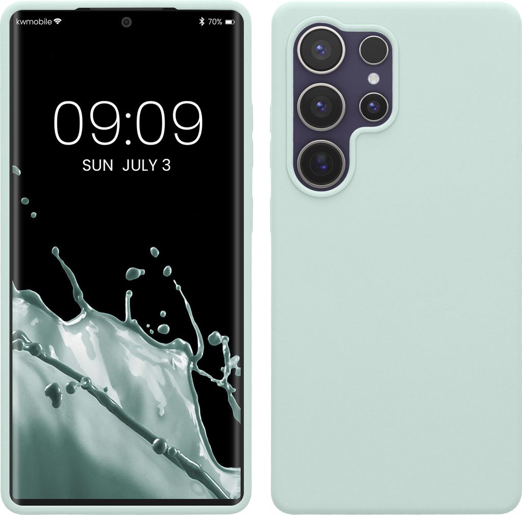 kwmobile Hülle kompatibel mit Samsung Galaxy S25 Ultra Hülle - Silikon Handy Case - Handyhülle weiche Oberfläche - kabelloses Laden - Cool Mint
