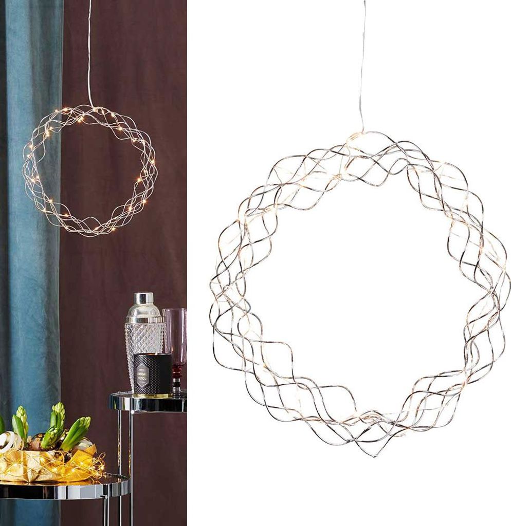 Eglo LED lichtketting, kerstkrans, spiraalvormig, chroom, Productafbeelding 