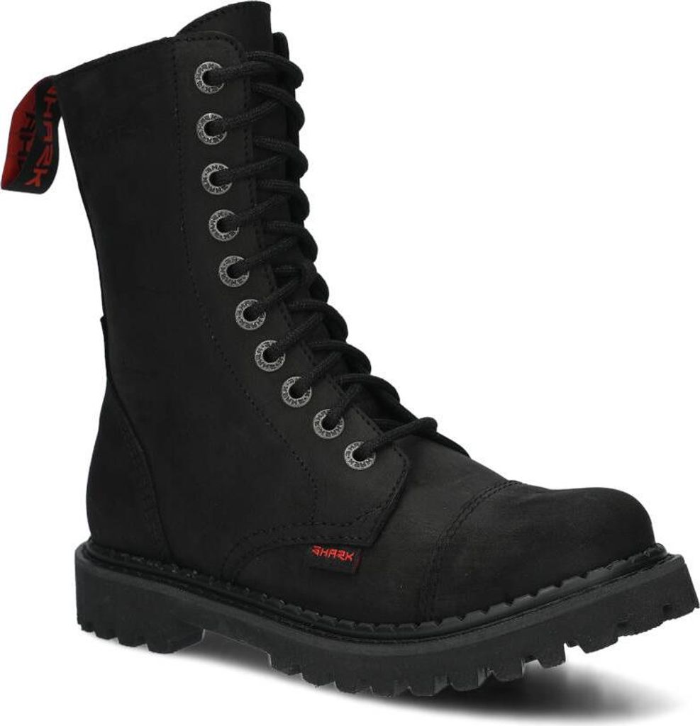 NAGABA Stiefel Damen Herren Springerstiefel 10-Loch - Leder - Schwarz - 40