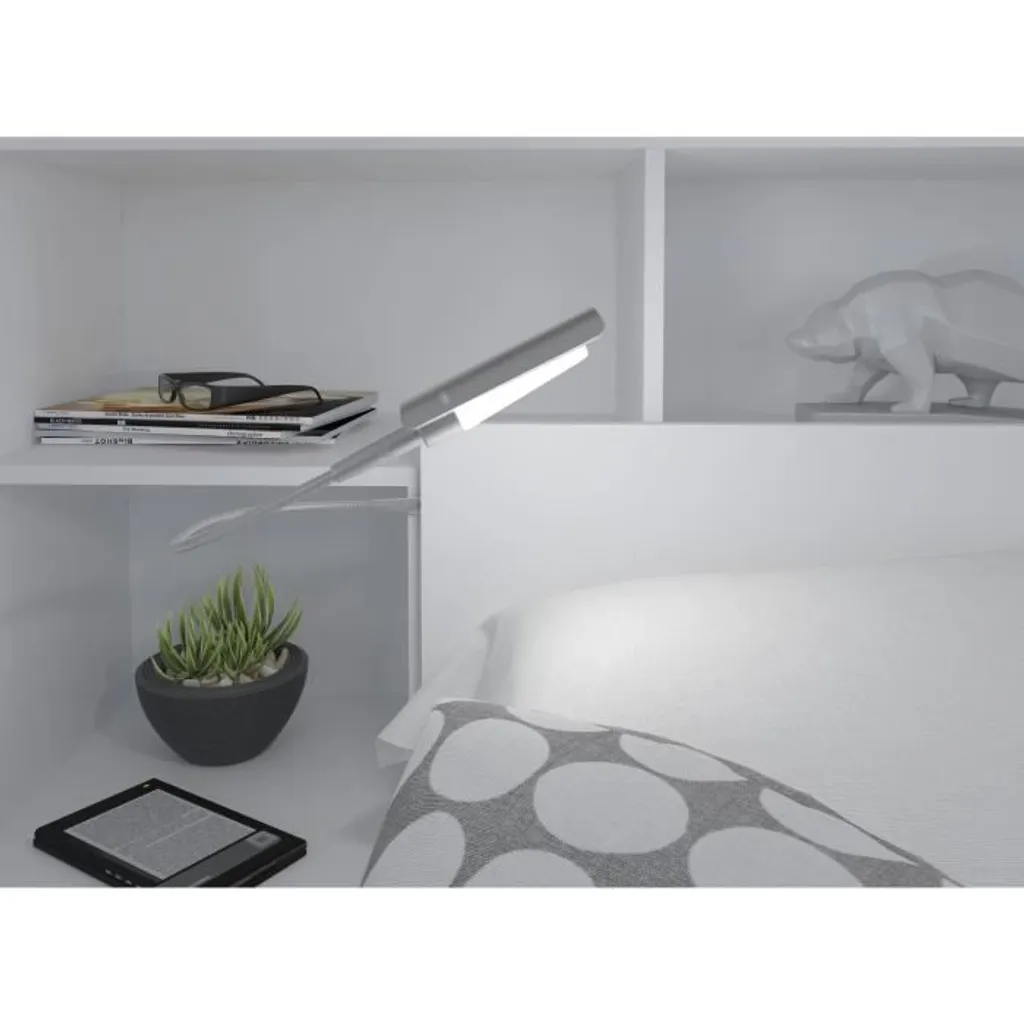 Aménager une petite chambre : Tête de lit CHICAGO blanche liseuses LED - 11