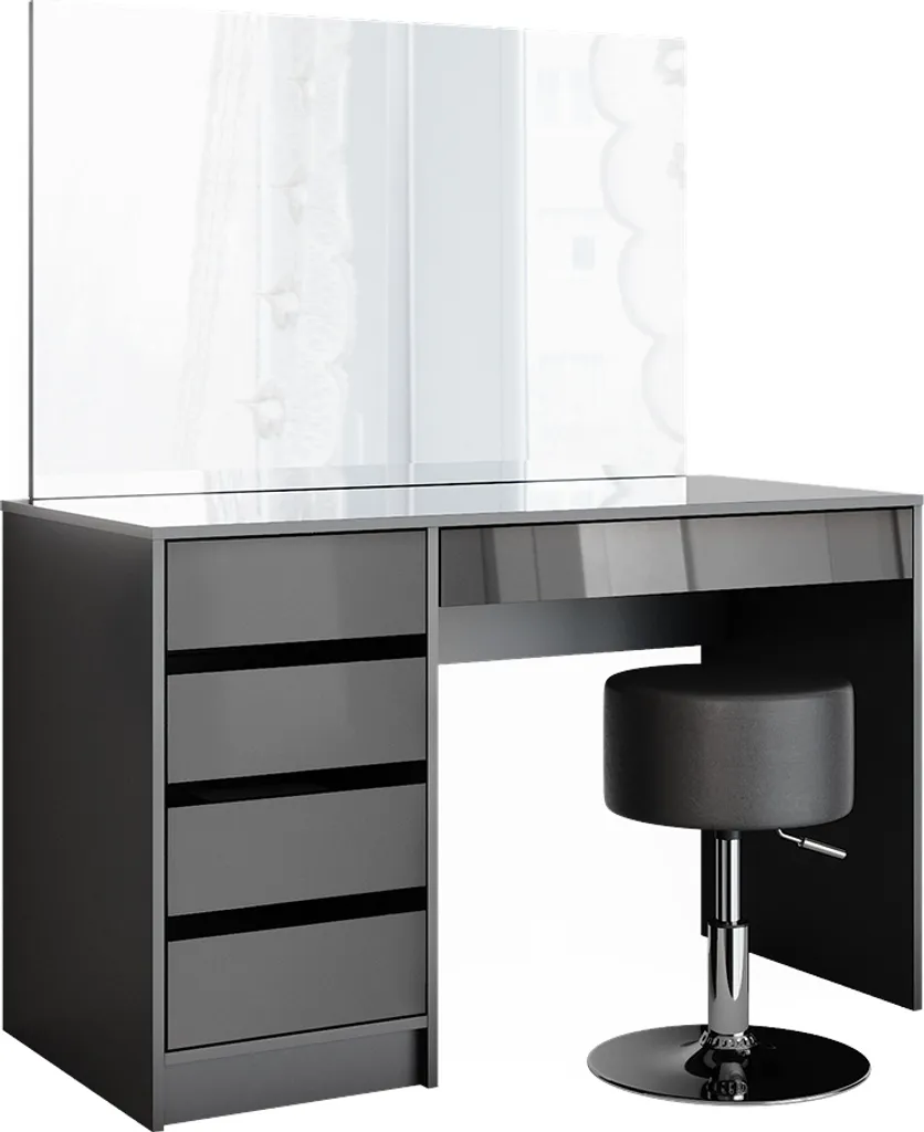Coiffeuse Vicco Sherry Anthracite 120cm avec tabouret design 36886