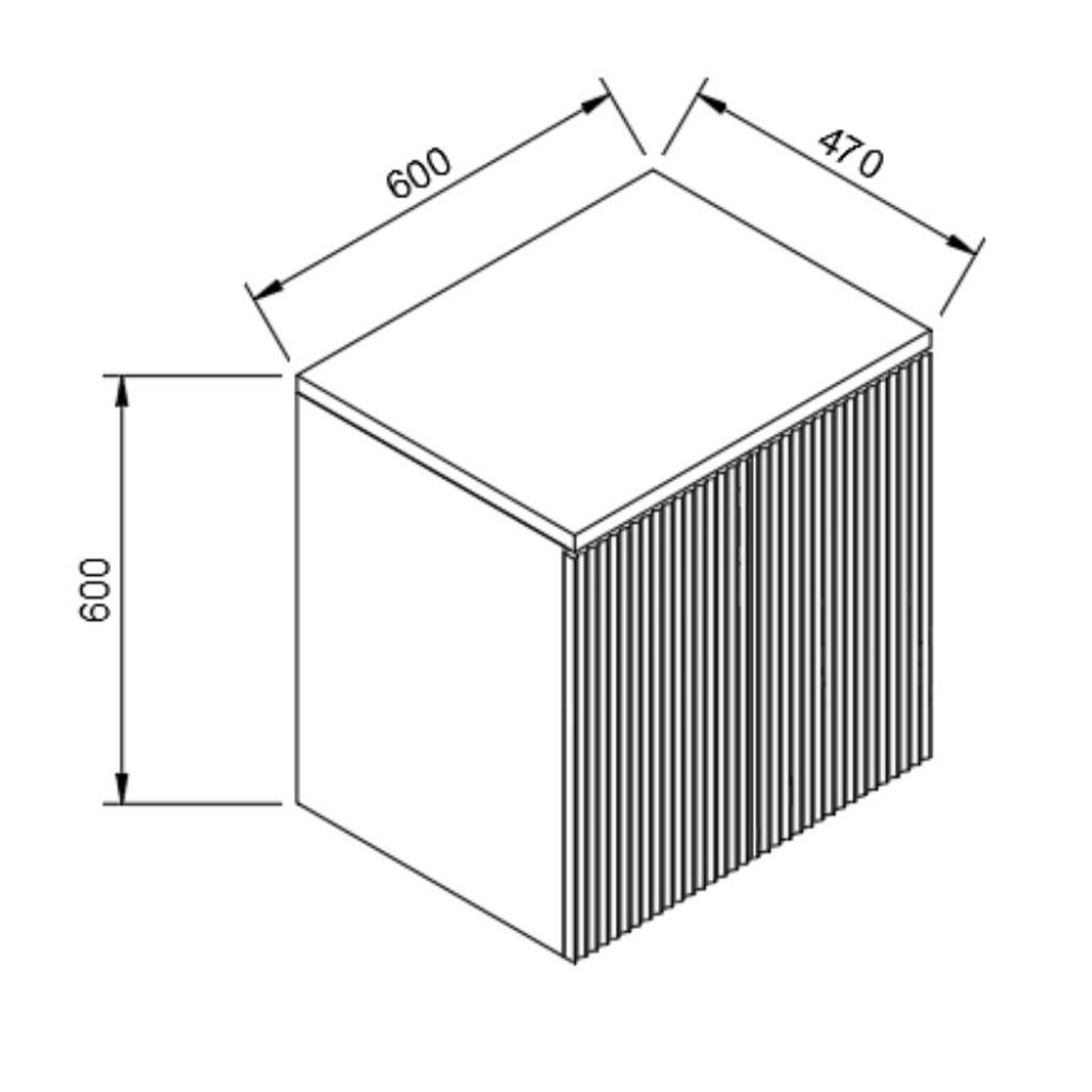 WENA Skříňka pod umyvadlo s dvířky 60 cm, žebrovaná čela, Obrázek produktu 4