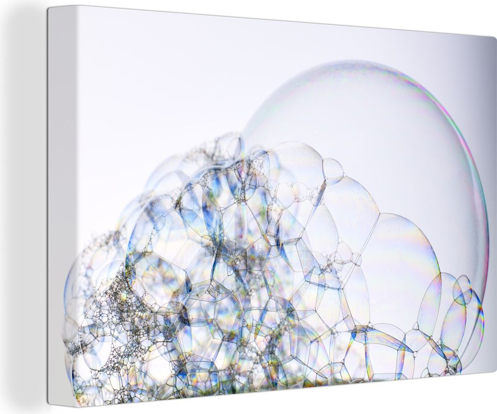 OneMillionCanvasses - Leinwandbilder - 140x90 cm, Eine Gruppe von Seifenblasen, Wandbilder Kunstdruck Wanddekoration - Foto auf Leinwand - Gemäl...