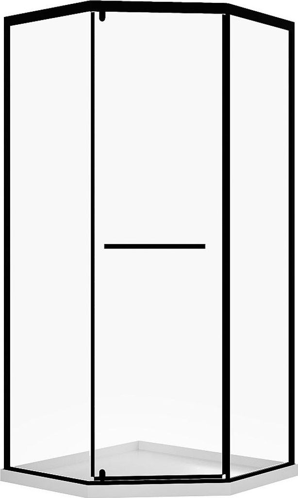 Fünfeckige Duschkabine mit Duschwanne – 90 x 90 x 195 cm – Mattschwarz – CRISTELIO