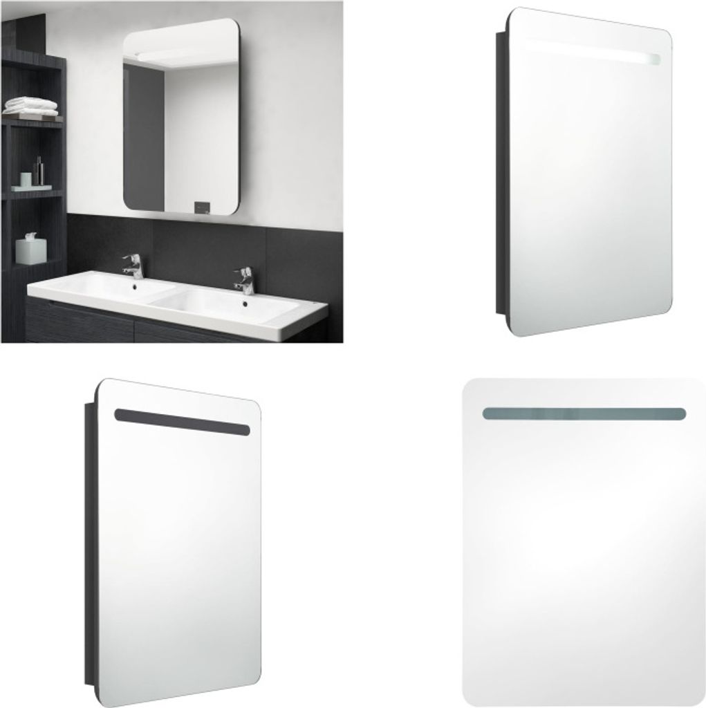 vidaXL LED Bad Spiegelschrank Glänzendes Schwarz 60x11x80 cm - Badezimmerschrank - Badezimmerschränke - Spiegelschrank - Spiegelschränke