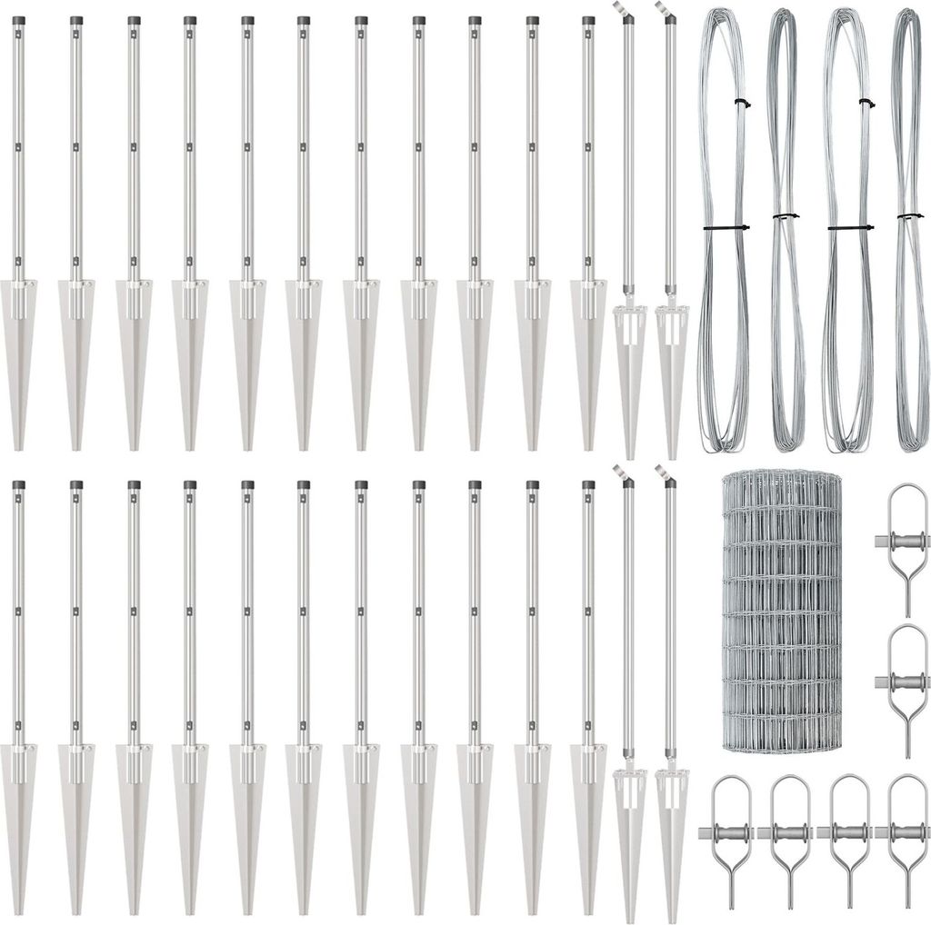 Euro-Zaun mit 13 Dornpfählen 0,6x50 m Verzinkter Stahl, Drahtzäune DesignMöbel Neu