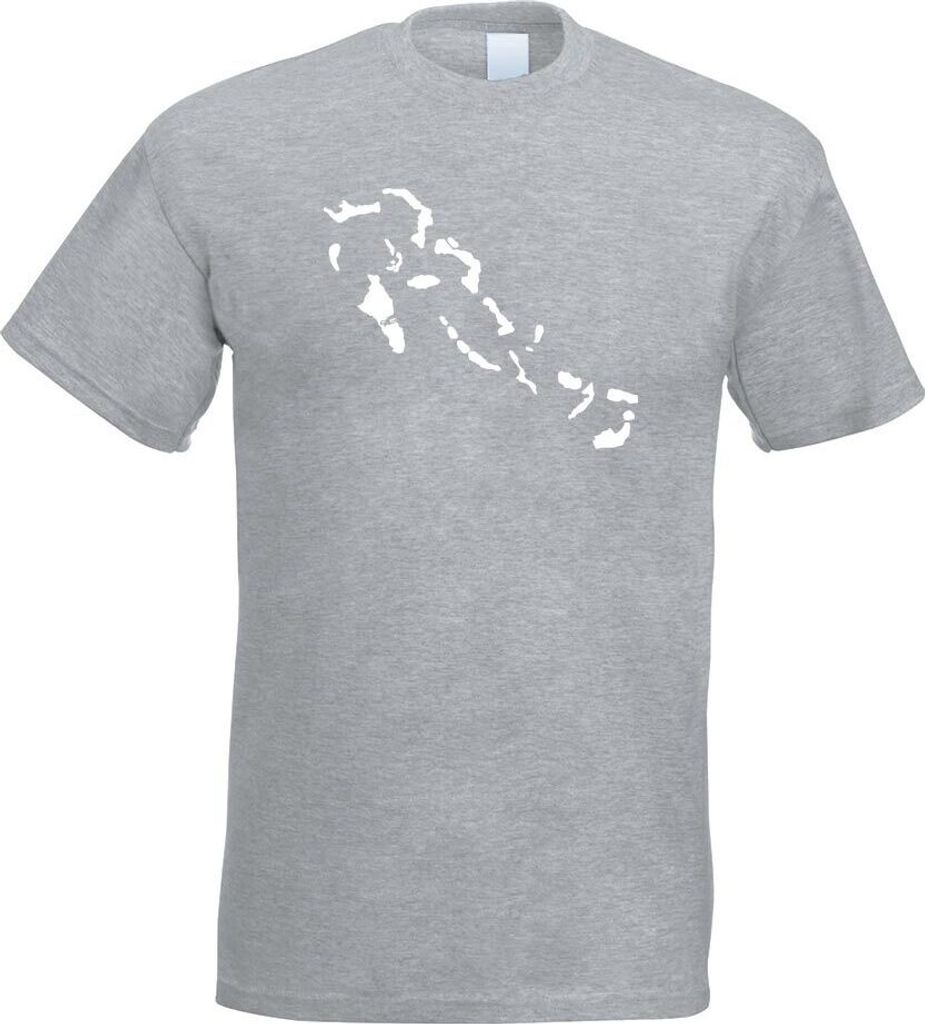 Kiwistar - T-Shirt - Graumeliert - Bahamas Umriss Kontur Herren Funshirt Bedruckt Design Sprüche Spruch Motive - mit Motiv Bedruckt - Funshirt Des...