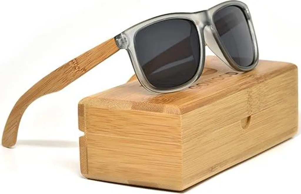 Bamboo polarized gray square sunglasses GOWOOD